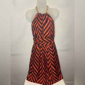 Milly of New York size 0 Silk Halter Cocktail dress With Chunky Chain Closure